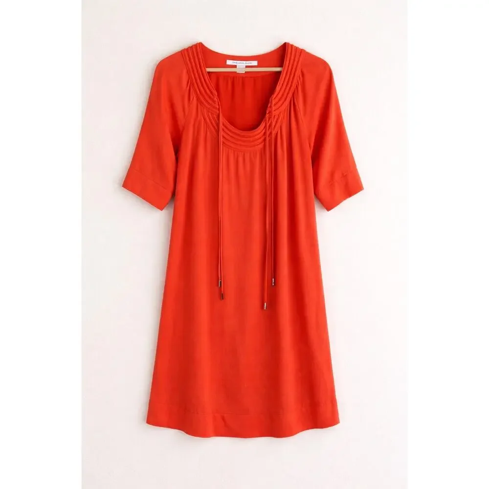 Diane Von Furstenberg Parlian Shift Dress Coral Size 10 - Picture 5 of 15
